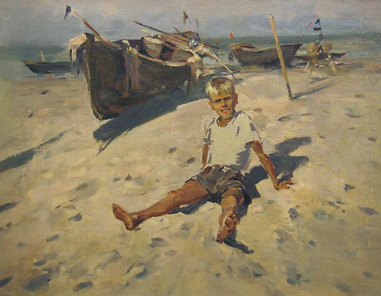 unknow artist Russov-Lev-Boy-and-Sea-rus13bw china oil painting image